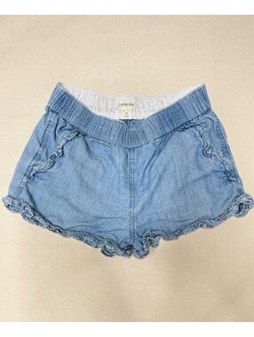 Crewcuts J.Crew Girls Size 10 Chambray Ruffle Shorts Blue Pull On